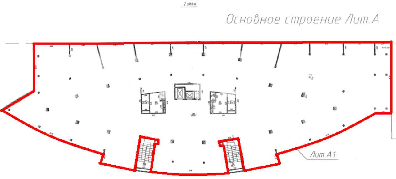 Планировка офиса 1900 м², 2 этаж, БЦ «Боровский»